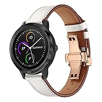Watch Bands Compatible for Garmin Vivoactive 3/Vivomove HR, Classic Retro Durable ​Fashionable Casual Genuine Leather Watch Bands for Men Women, 20mm Smart Watch Band with Stainless Buckle