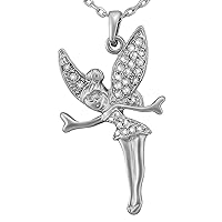 Hanessa Women's Jewellery Silver Fairy Elf Angel Girl Ladies Necklace in Silver Plated Platinum Plated with Rhinestones Gift for Girlfriend / Wife, Platinum, Created Diamond