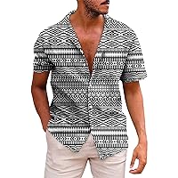 Short Sleeve Top Mens Summer Modern Plus Size Swiming Fitted T-Shirts V Neck Button Up Comfy Print Polyester Tops Mens Black