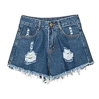 Summer Jeans Shorts for Women, Teen Girls Y2K Preppy Clothes Plus Size Raw Hem Ripped Denim Shorts Going Out Shorts