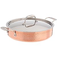 Lagostina Q5544764 Martellata Tri-ply Hammered Stainless Steel Copper Dishwasher Safe Oven Safe Stockpot / Casserolle Cookware, 5-Quart, Copper