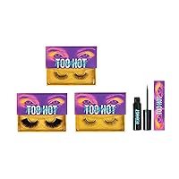 x3 pairs Too Hot To Handle Magnetic Eyelashes - Too Charming + Too Glamourous+ Too Freakish & Magnetic liquid eyeliner | Long magnetic Faux Mink magnetic eyelashes