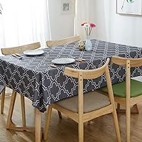 Waterproof Polyester Tablecloths,Stain Resistant Spill-Proof Table Cover for Kitchen Dinning Tabletop Decoration -Gray 132x178cm(52x70inch)