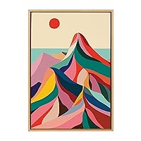 Sylvie MCM Mountains Framed Canvas Wall Art by Rachel Lee of My Dream Wall, 23x33 Natural, Decorative Midcentury Modern Art for Wall