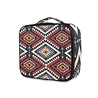 ALAZA Makeup Case Geometric Ethnic Cosmetic Bag Organizer Travel Portable Storage Toiletry Bag Makeup Train Case with Adjustable Dividers for Teens Girls Women