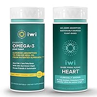 Iwi Life Omega-3 Essential & Heart Omega-3 Bundle, 30 Servings, Vegan Plant-Based Algae Omega 3, Krill & Fish Oil Alternative, No Fishy Aftertaste
