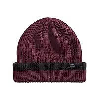 Steve Madden Mens Ribbed Cuffed Beanie Hat, Red, One Size
