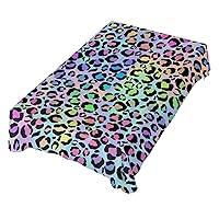 ALAZA Leopard Print Rainbow Cheetah Polka Dot Table Cloth Square 54 x 54 Inch Tablecloth Anti Wrinkle Table Cover for Dining Kitchen Parties