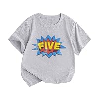 Toddler Girls T Shirt Kids Five Cartoon Print Boys and Girls Tops Short Sleeved T Shirts Long Sleeve