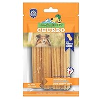 Himalayan Dog Chew Churro Yak Cheese Dog Chews, 100% Natural, Long Lasting, Gluten Free, Healthy & Safe Dog Treats, Lactose & Grain Free, Protein Rich, Real Peanut Butter Flavor, 4 Churros Per Pouch