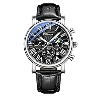 FENKOO Luxus Business Männer Mond Phase Datum wasserdichte Multifunktions Männliche Armbanduhr Zifferblatt Quarz Leder Uhren