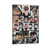Men's Barber Shop Poster Hair Salon Hair Salon Poster Men's Hair Guide Poster (4) Canvas Painting Posters And Prints Wall Art Pictures for Living Room Bedroom Decor 20x30inch(50x75cm) Frame-style
