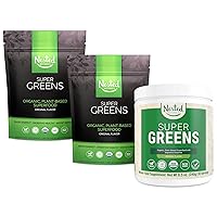 Super Greens Daily Greens Superfood Powder - Certified USDA Organic Green Powder w/20+ Whole Foods, Spirulina Powder, Wheat & Barley Grass - Probiotics, Fiber & Enzymes - Original Flavour, 90 Servings
