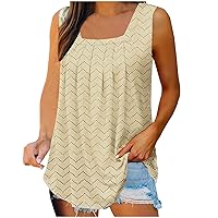 Tank Top for Women Trendy Square Neck Casual Loose Fit Sleeveless Shirts Summer Beach Workout Camisole Eyelet Tops