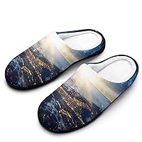 Earth Galaxy Space Men's Home Slippers Warm House Shoes Anti-Skid Rubber Sole for Home Spa Travel