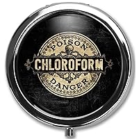 Chloroform Pill Box Pill Case Pill Box Holder Trinket Stash Box Arsenic Vintage Style Medicine Vitamin Pill Organizer Case, Black