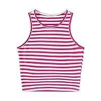 Milumia Women Striped Crop Tank Tops Sleeveless Skinny Tee Shirts