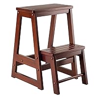 Winsome Beech Wood Double Step Stool, Antique Walnut (94022)