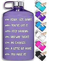 HydroMATE 1 Gallon Motivational Water Bottle with Times to Drink for the Day BPA Free Reusable Big Water Bottle with Handle 1 Gallon Water Bottles with Time Marker 128 oz
