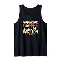 Sip Coffee Pet My Papillon Dog Owner Gifts Dog Coffee Lover Tank Top