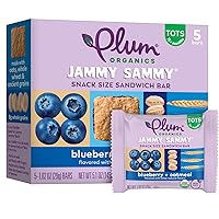 Plum Organics Jammy Sammy Snack Bars - Blueberry and Oatmeal - 1.02 oz Bars (Pack of 5) - Organic Toddler Food Snack Bars