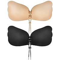 Strapless Adhesive Bra Inserts, Clear Gel Push Up Enhancers Pads, Seamless  Silicone Sticky Bra with Nipple Covers
