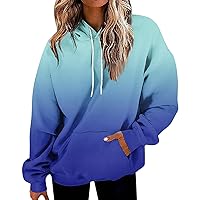 Cashmere Sweaters For Women,Comfy Hoodie Women's Fashion Daily Versatile Casual Crewneck Sweatshirts Graphic Long Sleeve Gradient Womens Plus Size Crewneck Sweatshirt Y2K Pullover (1-Blue,XX-Large)