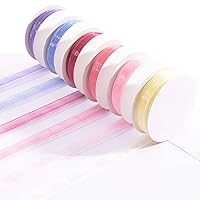 Vaessen Creative Organza Ribbon Set, Pink, Mix of 6 Colours, 6mm x 2m, Woven Edge Trimming for Card Making, Scrapbooks, Wrap, Newborn Baby Girl Gifts, Christening Presents and More Crafts
