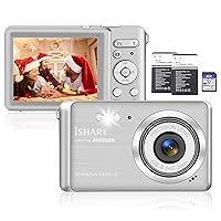 Digital Camera, Rechargeable 30MP Point and Shoot Camera with 18X Digital Zoom Digital Cameras for Photography with 2 Batteries&32GB Card Compact Camera for Kids/Teens/Seniors/Beginners(Silver)