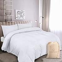 Good Sleep Bedding White Twin Duvet Cover Set - 3 pc, Hidden Zipper & Corner tie, 800 TC Egyptian Cotton, Soft Comforter Cover for Kid's Bedroom & Dorm Twin Beds, Durable & Easy to Wash (68