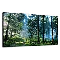 arteWOODS Green Forest Canvas Wall Art Living Room Wall Decor Large Nature Pictures Canvas Artwork Contemporary Wall Art Modern Landscape Pine Trees for Kitchen Office Home Decoration 20