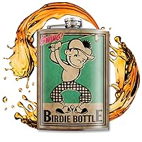 Trixie & Milo Stainless Steel Funny Flasks for Golfers - Perfect Golf Gift for Him or Her, Groomsmen Gifts, Bar Gifts or Dad Gifts - Holds 8 oz. of Fluid-Birdie Bottle