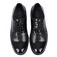 Boys Dotted Derby Patent Lace Up Black Dress Shoes Formal Wedding Prom Footwear