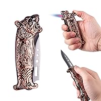 Jet Torch Lighter, Windproof Lighter Metal Tiger Cool Design with a One-Click Ejection Knife, Suitable for Outdoor Camping, Self-Defense