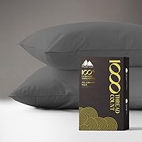 Mayfair Linen Queen/Standard Size Pillow Cases Set of 2-100% Pure Cotton Pillowcases, 1000 Thread Count Egyptian Cotton Quality, Soft, Breathable, Cool, Sateen Weave, Dark Grey Pillow Case Cover