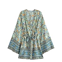 Vintage Women Cover Ups Bohemian Rayon Cotton Kimono Sashes Hippie Blusas Chic Ethnic Tops