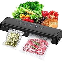 Vacuum Sealer Machine for Food Storage and Sous Vide, Dry and Moist Food Modes, Compact Design 15 Inch with 10Pcs Vacuum Sealer Bags