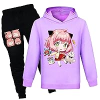 Child Trendy 2 Piece Outfits Casual Comfy Sweatsuits Anime Cute Hooded Sweatshirts+Sweatpants Sets Tracksuits