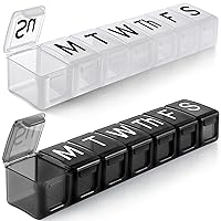 2 Pack Extra Large Weekly Pill Organizer, BPA Free Pill Box 7 Day with XL Compartment for Fish Oils, Travel Friendly Medicine Organizer Pill Case for Vitamins,Supplements
