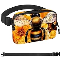 Waterproof Fanny Pack Black Belt Bag with Adjustable Strap for Women and Men,Honey Bee Crossbody Fanny Bag with Zipper for Hiking Running Travel