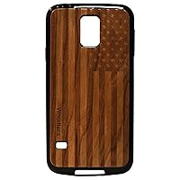 Wooden Galaxy S5 Case - Hand Crafted in The USA - Real Wood Unique and Protective Phone Cases - Natural Stylish Cover (American Flag)