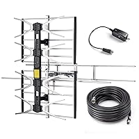 PBD Outdoor Digital HDTV Antenna with High Gain and Low Noise Amplifier, 40FT RG6 Coaxial Cable, 2 Way Splitter, 150 Miles Range, UHF and VHF, Easy Installation - Upgraded Version