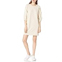 The Drop Women's Estelle Puff-Sleeve French Terry Sweatshirt Mini Dress