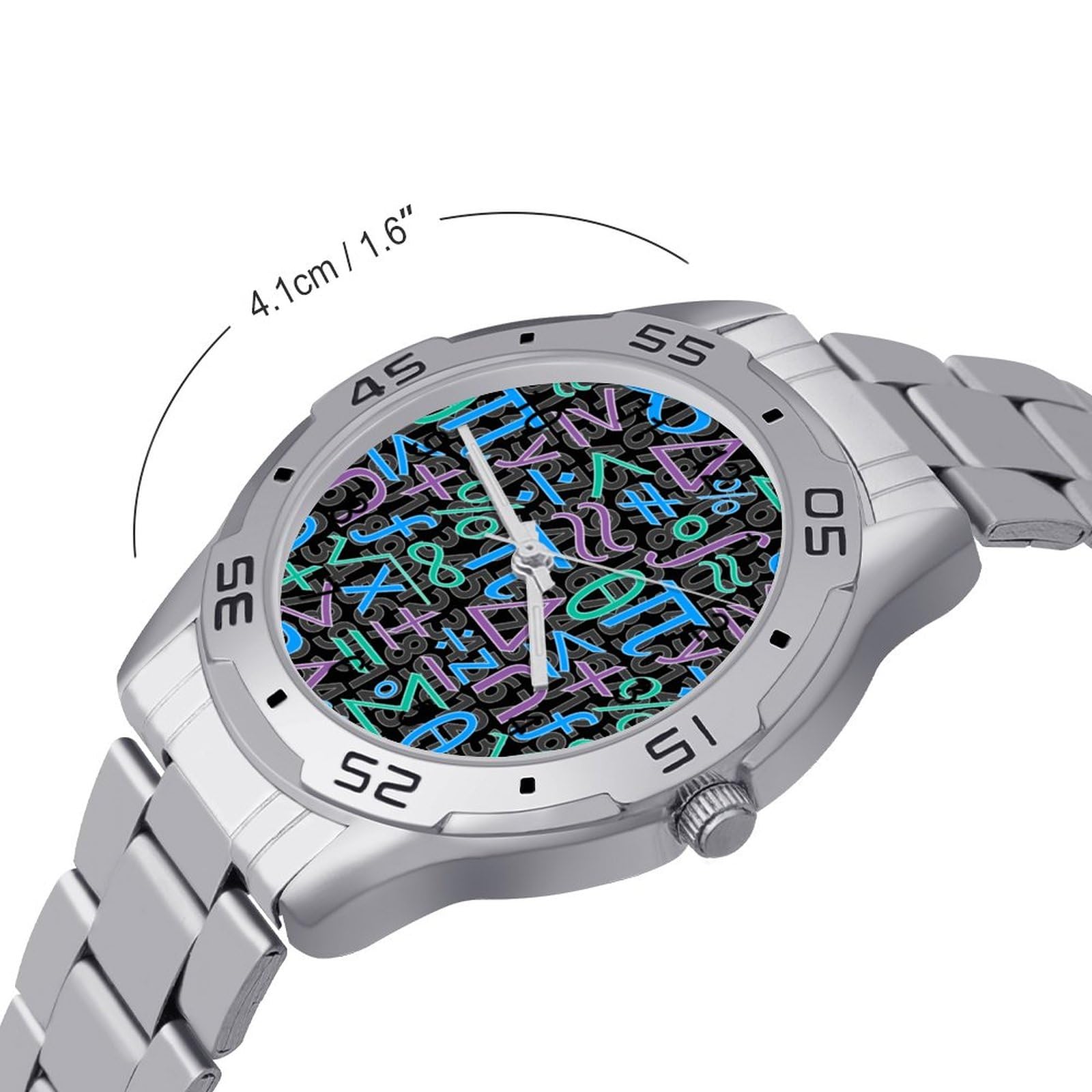Math Notes Stainless Steel Band Business Watch Dress Wrist Unique Luxury Work Casual Waterproof Watches