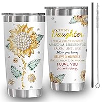 Daughter Gift from Mom/Dad Tumblers 20oz - Sunflower tumbler gift- Coffee Mug - To My Daughter Cup - Christmas, Birthday Gift Ideas for Daughter - Gifts for Adult Daughter From Mother/Father
