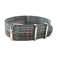 22mm Double Graphic Printed Grey Grid Ballistic Nylon Watch Strap Polished Buckle NT169