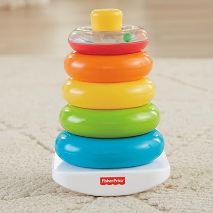 Fisher-Price Infant Gift Set with Baby’s First Blocks (10 Shapes) and Rock-a-Stack Ring Stacking Toy for Ages 6+ Months (Amazon Exclusive)