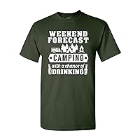 Weekend Forecast Camping with A Chance of Drinking Funny DT Adult T-Shirt Tee