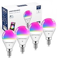 Smart Light Bulbs 50W Equivalent, WiFi G16 1/2 Candelabra E12 Ceiling Fan Smart Bulb Compatible with Alexa/Google Assistant/Smart Life, 5W 550LM, 2.4G WiFi Only, ETL Listed, 4PCS