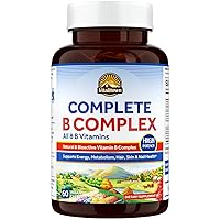 Vitamin B Complex, Methylated B12, P-5-P, Biotin, Folate as L-5-MTHF, Complete 8 B Vitamins, Energy Booster, Hair, Nail & Skin Health Support, Vegan, Non-GMO, 60 Capsules